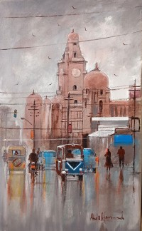 Abdul Hameed, 12 x 20 inch, Acrylic on Canvas, Cityscape Painting, AC-ADHD-196